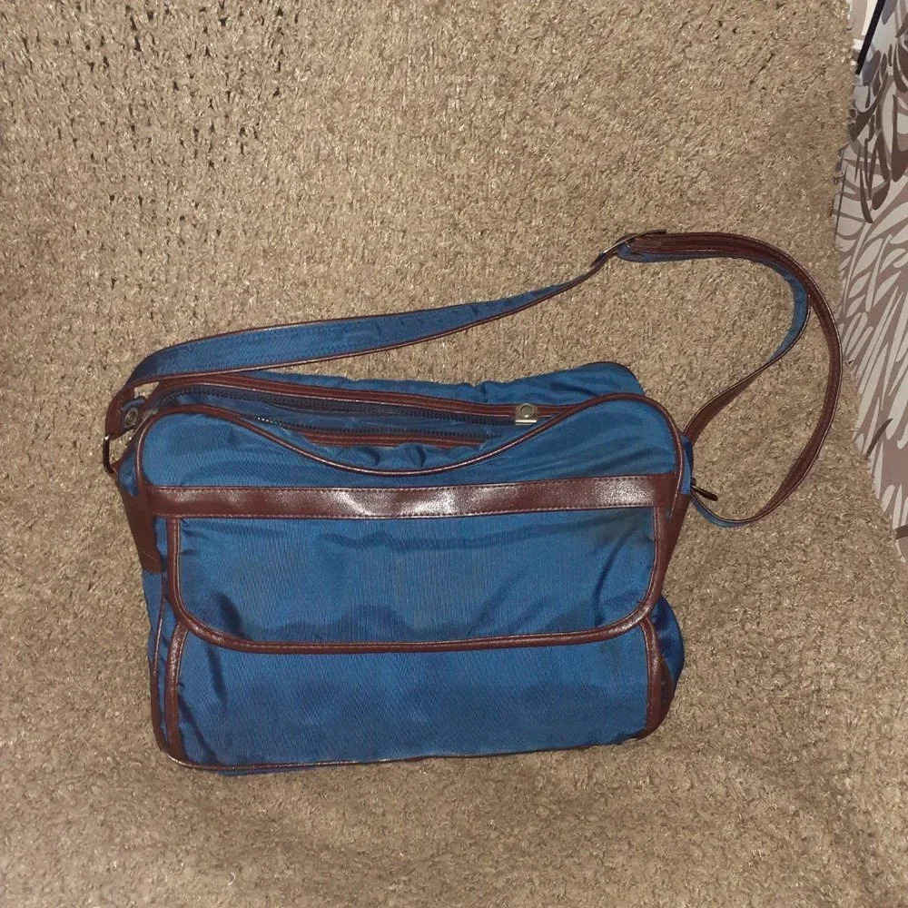 Vintage YVES SAINT LAURENT Travel Bag/Organizer-Men-Blue/Brown-Excellent - Picture 7 of 11